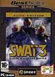 SWAT 3 ELITE ÉDITION - PC COMPATIBLES - Cédérom Genre : JEUX PC / ARCADE - ACTION - Editeur : SIERRA - Date de parution : 01/09/2003 - Logiciels et matériels requis : WIN 95 - 98 - 2000 - ME PENTIUM 233 MHZ - 64 MO - CARTE ACCÉLÉRATRICE 3D - CARTE SON + ENCEINTES - Langue : Version française intégrale -- Commentaires : Prenez la tête d'un commando d'élite de 4 individus. Vos missions : libérer des otages, empêcher des actions criminelles,... dans un environnement 3D temps réel et désormais multijoueur avec cette édition spéciale.
